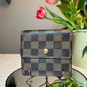 LOUIS VUITTON LV Compact Damier Ebene Portefeuille Wallet Cardholder with COA